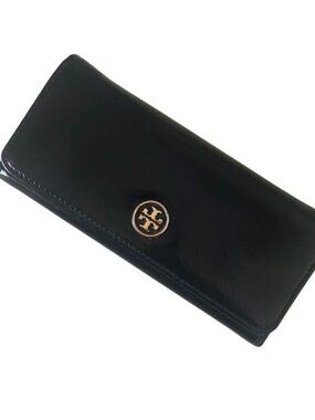 Tory Burch Black Leather Long Continental Evelope Wallet
